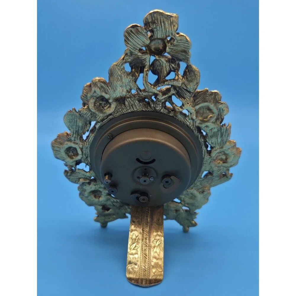 Vintage Endura Desk Clock Gold Tone Floral Frame Made in France​SEE DESCRIPTION